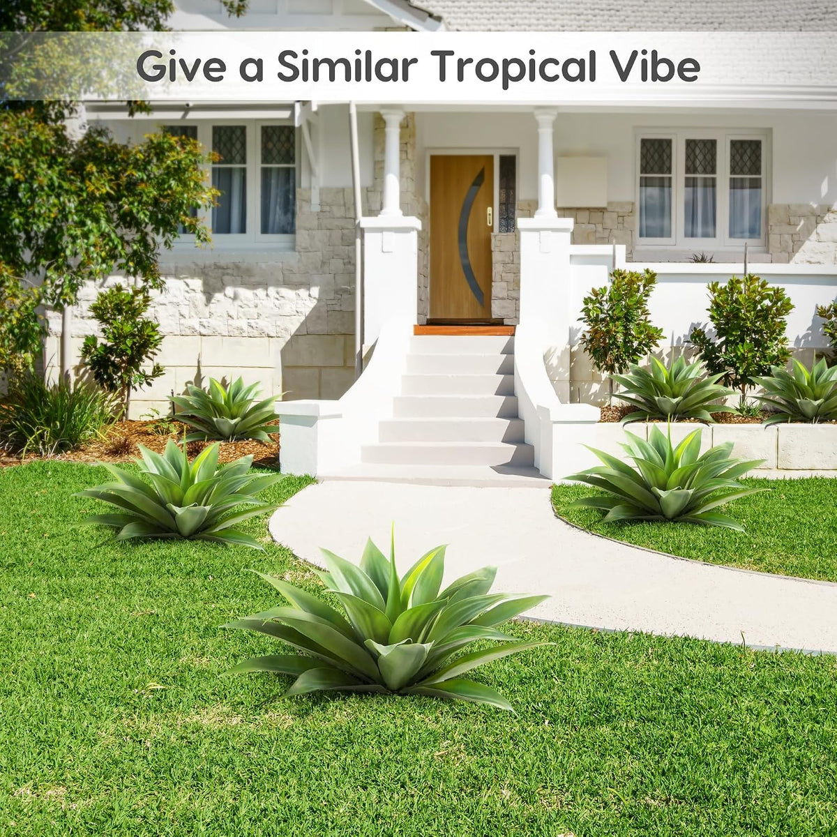 28 Inch Artificial Agave Plants Outdoor Set, Large Fake Plants Indoor for Home Decor, Realistic UV Resistant Faux Succulents Plants Without Pot, Set of 2