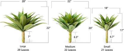 28 Inch Artificial Agave Plants Outdoor Set, Large Fake Plants Indoor for Home Decor, Realistic UV Resistant Faux Succulents Plants Without Pot, Set of 2