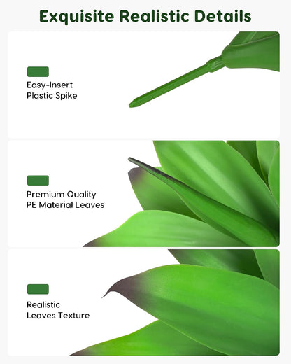 28 Inch Artificial Agave Plants Outdoor Set, Large Fake Plants Indoor for Home Decor, Realistic UV Resistant Faux Succulents Plants Without Pot, Set of 2