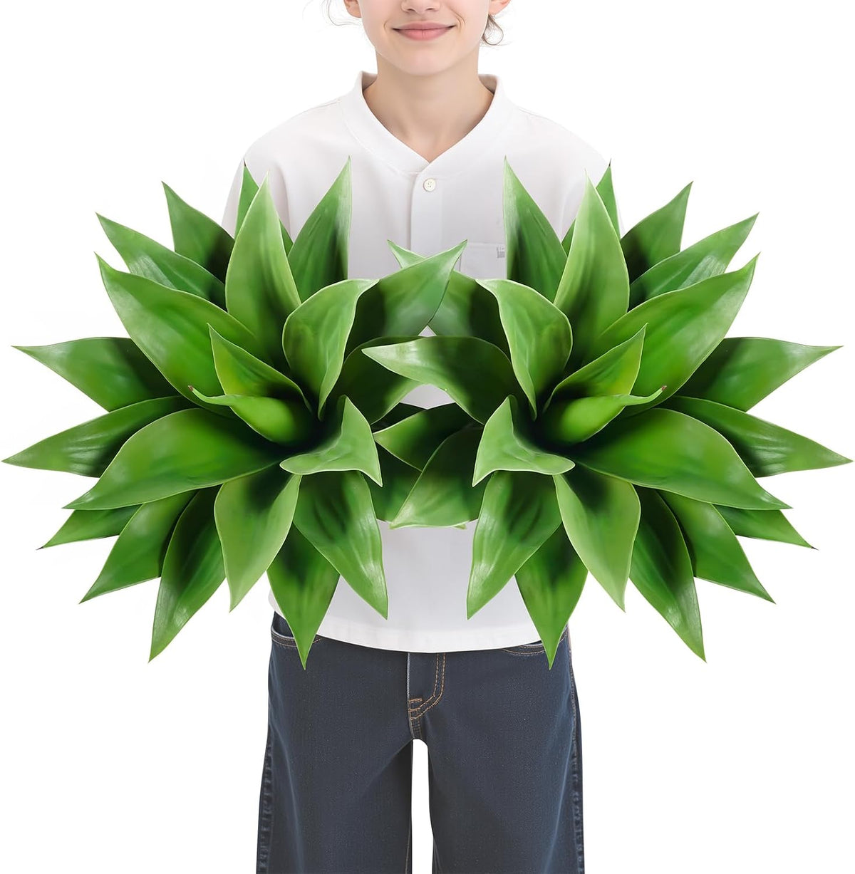 28 Inch Artificial Agave Plants Outdoor Set, Large Fake Plants Indoor for Home Decor, Realistic UV Resistant Faux Succulents Plants Without Pot, Set of 2