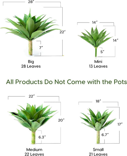28 Inch Artificial Agave Plants Outdoor Set, Large Fake Plants Indoor for Home Decor, Realistic UV Resistant Faux Succulents Plants Without Pot, Set of 2