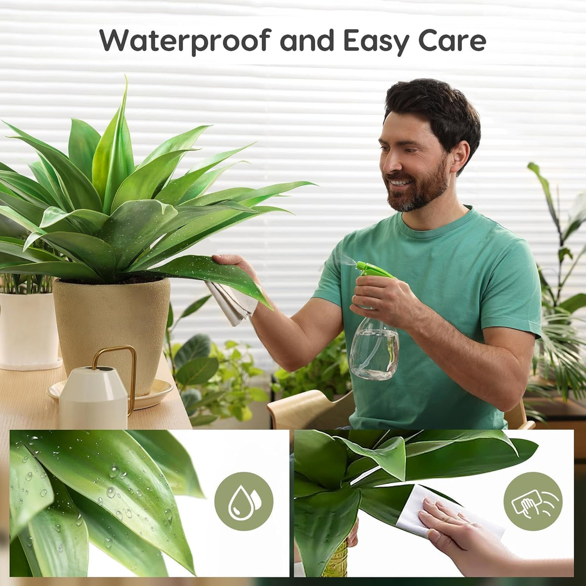 28 Inch Artificial Agave Plants Outdoor Set, Large Fake Plants Indoor for Home Decor, Realistic UV Resistant Faux Succulents Plants Without Pot, Set of 2