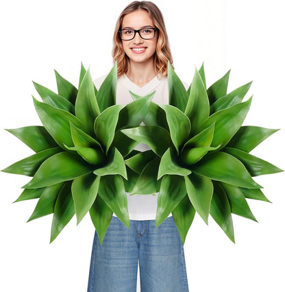 28 Inch Artificial Agave Plants Outdoor Set, Large Fake Plants Indoor for Home Decor, Realistic UV Resistant Faux Succulents Plants Without Pot, Set of 2