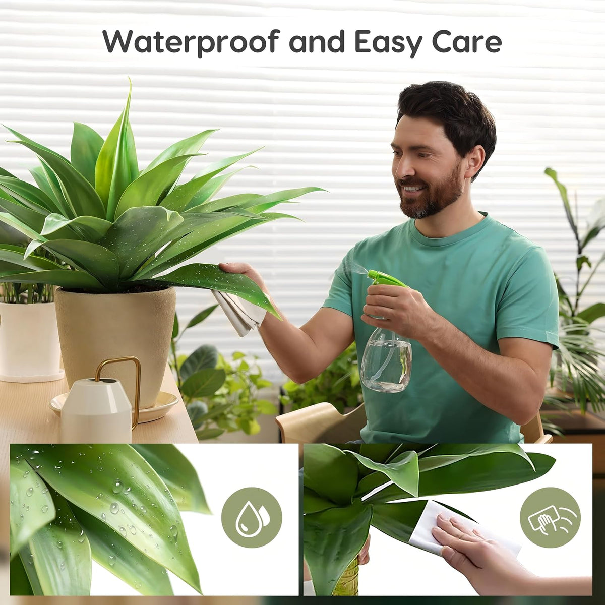 28 Inch Artificial Agave Plants Outdoor Set, Large Fake Plants Indoor for Home Decor, Realistic UV Resistant Faux Succulents Plants Without Pot, Set of 2