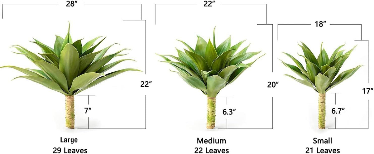 28 Inch Artificial Agave Plants Outdoor Set, Large Fake Plants Indoor for Home Decor, Realistic UV Resistant Faux Succulents Plants Without Pot, Set of 2
