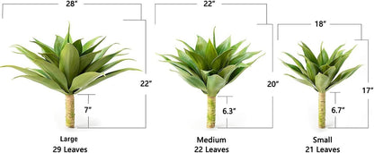 28 Inch Artificial Agave Plants Outdoor Set, Large Fake Plants Indoor for Home Decor, Realistic UV Resistant Faux Succulents Plants Without Pot, Set of 2