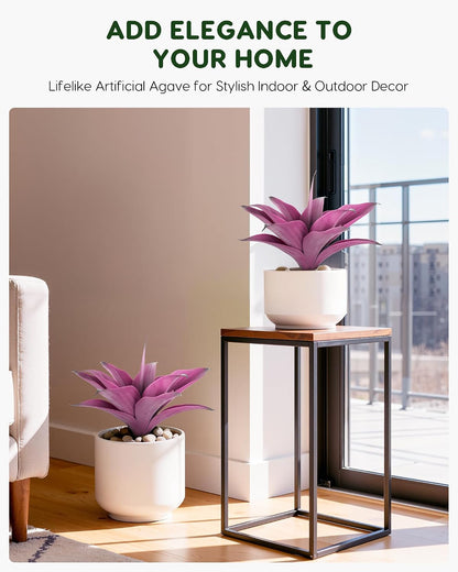 28 Inch Artificial Agave Plants Outdoor Set, Large Fake Plants Indoor for Home Decor, Realistic UV Resistant Faux Succulents Plants Without Pot, Set of 2