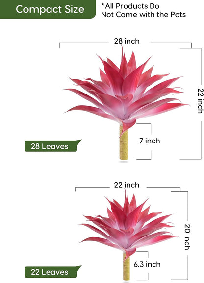 28 Inch Artificial Agave Plants Outdoor Set, Large Fake Plants Indoor for Home Decor, Realistic UV Resistant Faux Succulents Plants Without Pot, Set of 2
