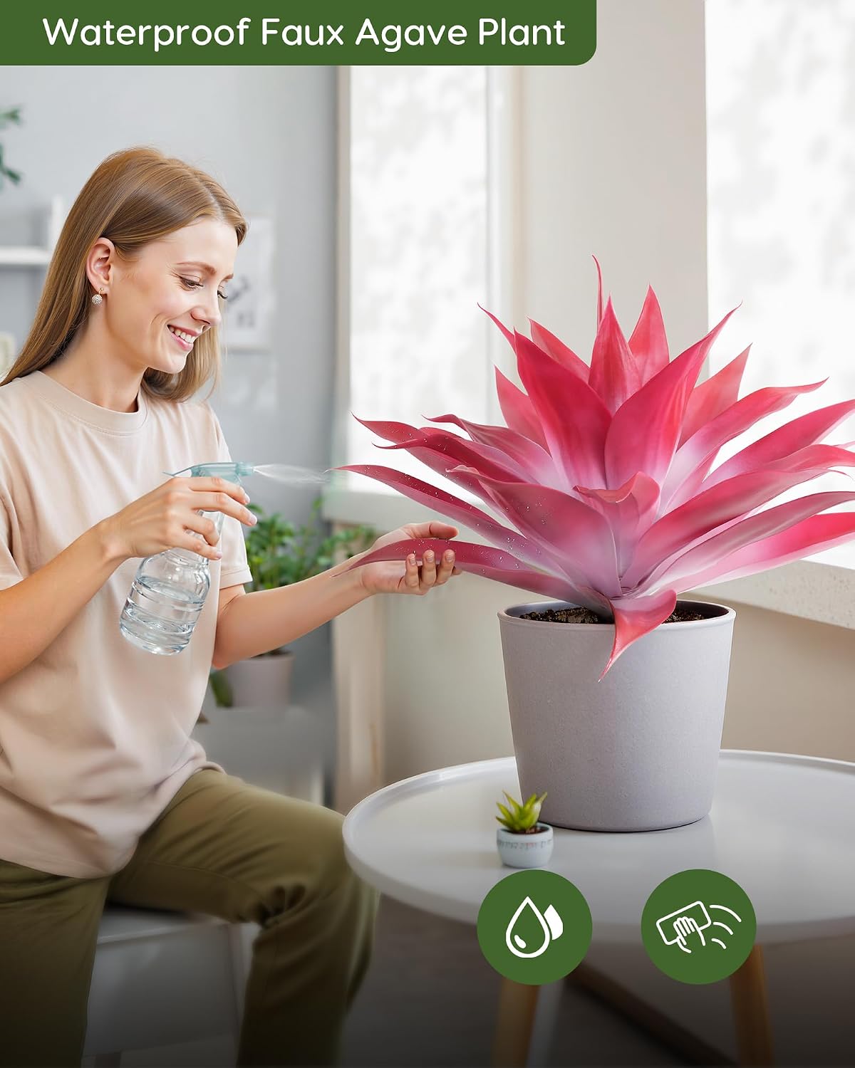 28 Inch Artificial Agave Plants Outdoor Set, Large Fake Plants Indoor for Home Decor, Realistic UV Resistant Faux Succulents Plants Without Pot, Set of 2