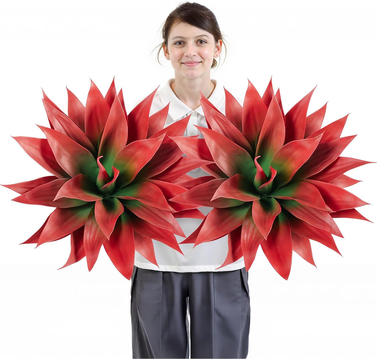 28 Inch Artificial Agave Plants Outdoor Set, Large Fake Plants Indoor for Home Decor, Realistic UV Resistant Faux Succulents Plants Without Pot, Set of 2