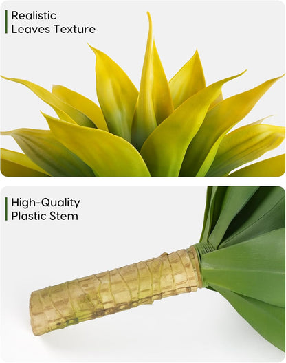 28 Inch Artificial Agave Plants Outdoor Set, Large Fake Plants Indoor for Home Decor, Realistic UV Resistant Faux Succulents Plants Without Pot, Set of 2