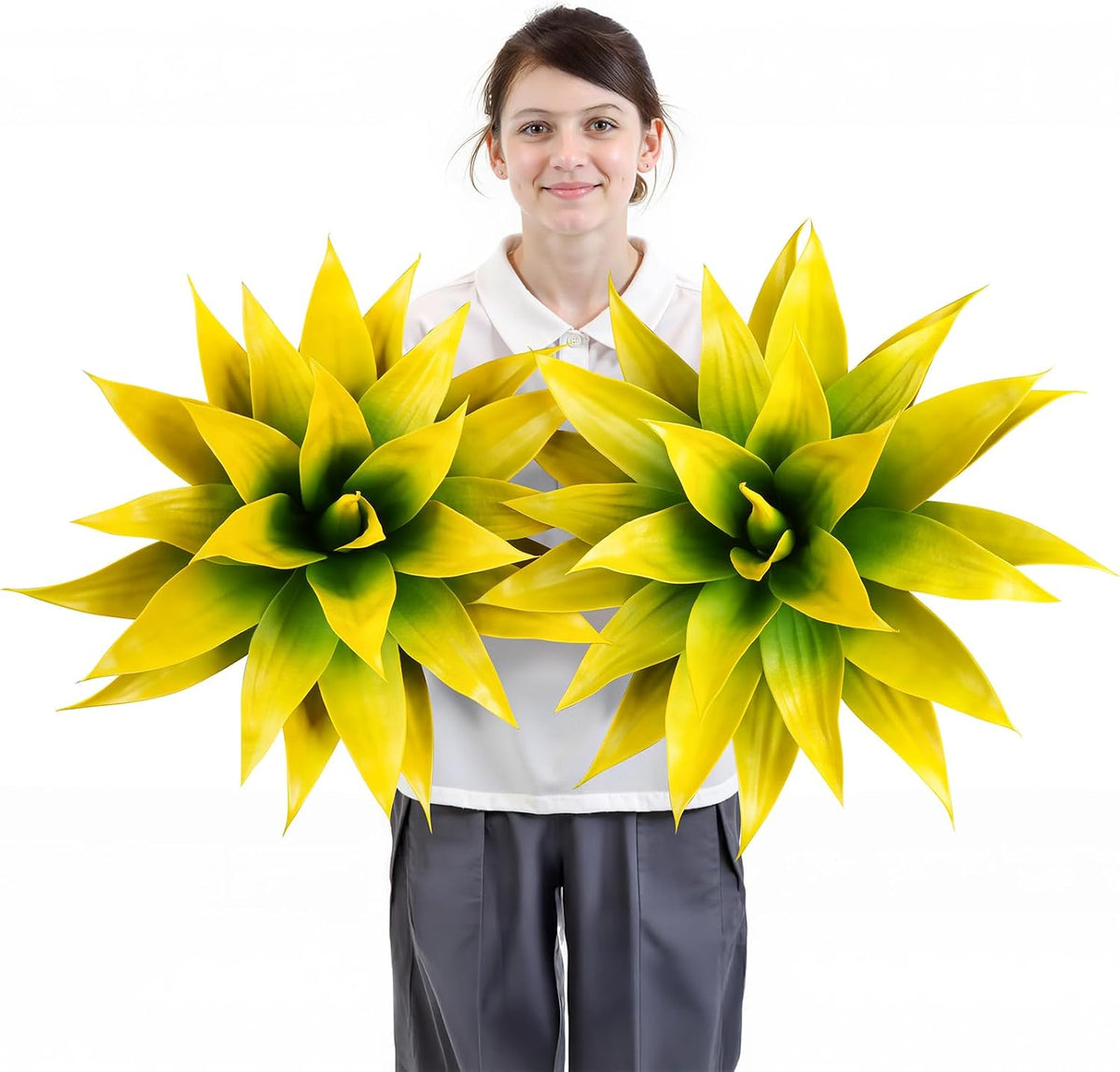 28 Inch Artificial Agave Plants Outdoor Set, Large Fake Plants Indoor for Home Decor, Realistic UV Resistant Faux Succulents Plants Without Pot, Set of 2