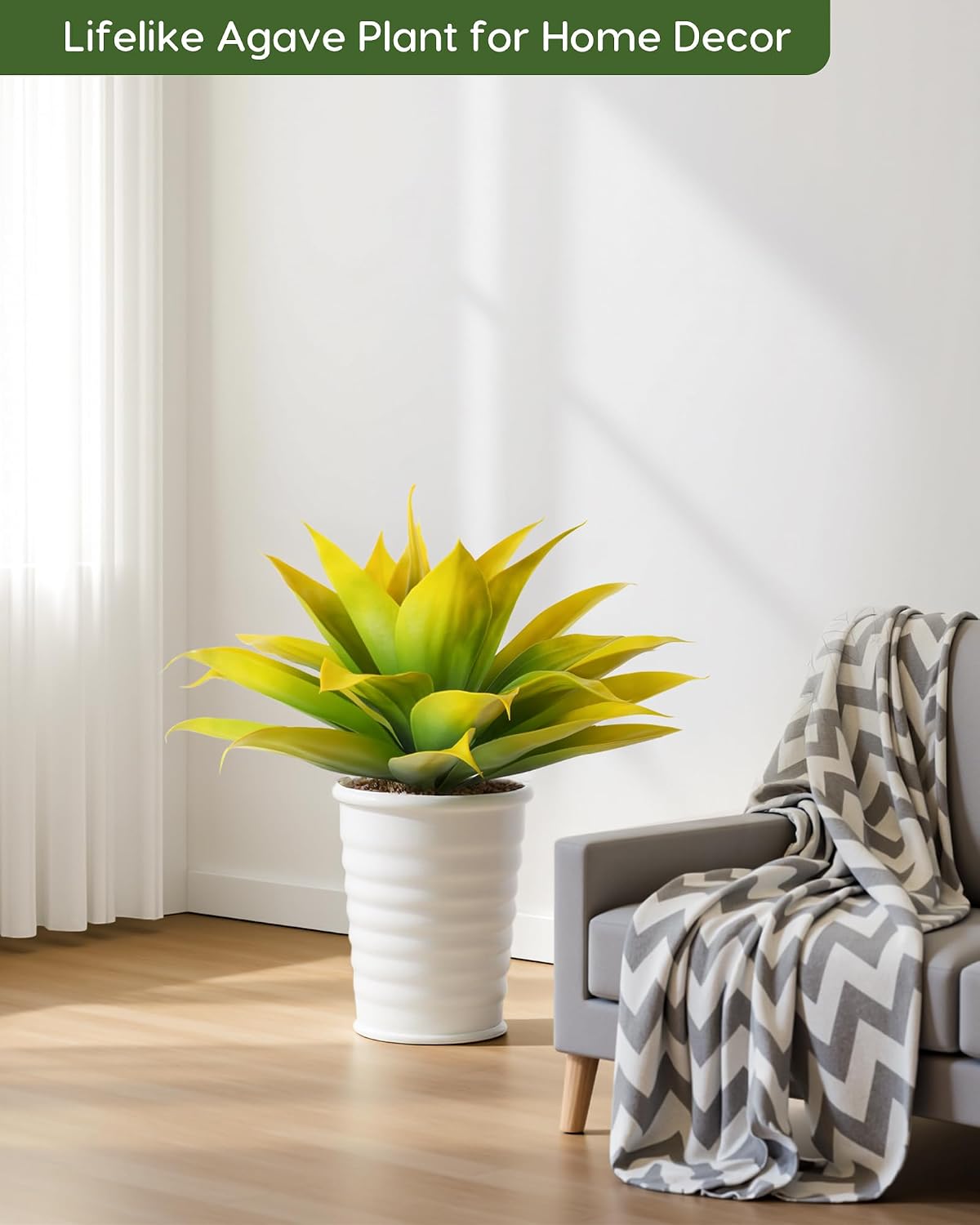 28 Inch Artificial Agave Plants Outdoor Set, Large Fake Plants Indoor for Home Decor, Realistic UV Resistant Faux Succulents Plants Without Pot, Set of 2