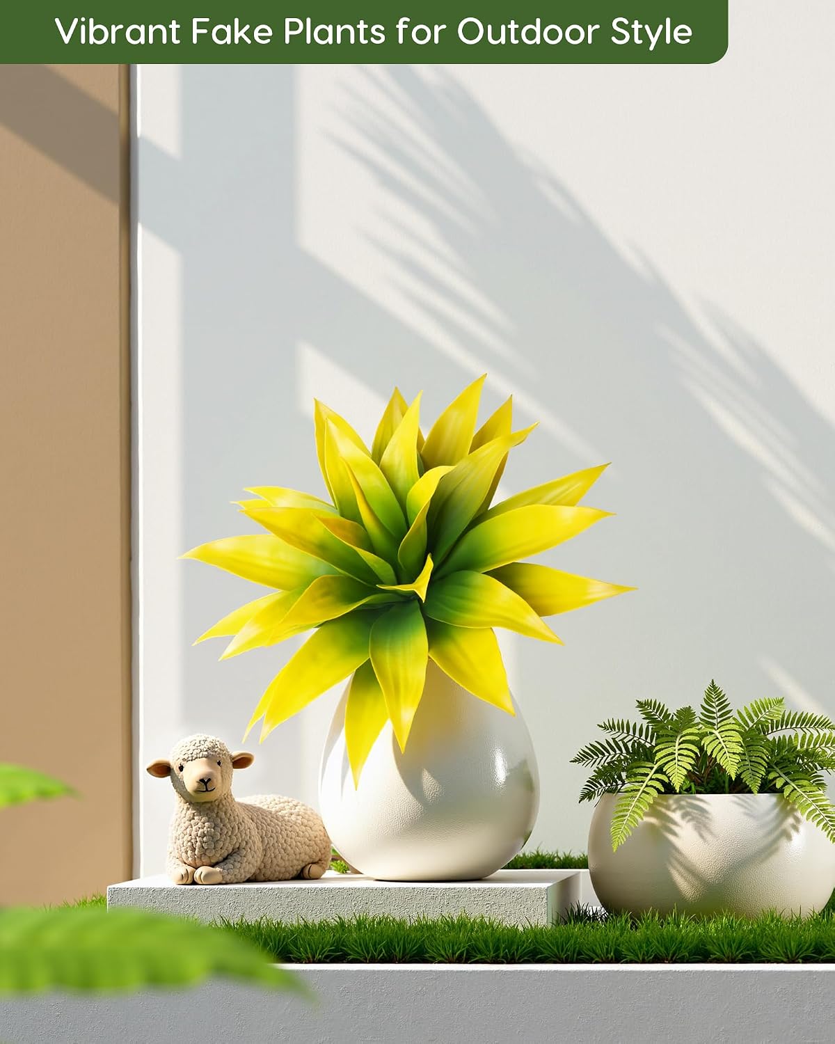 28 Inch Artificial Agave Plants Outdoor Set, Large Fake Plants Indoor for Home Decor, Realistic UV Resistant Faux Succulents Plants Without Pot, Set of 2
