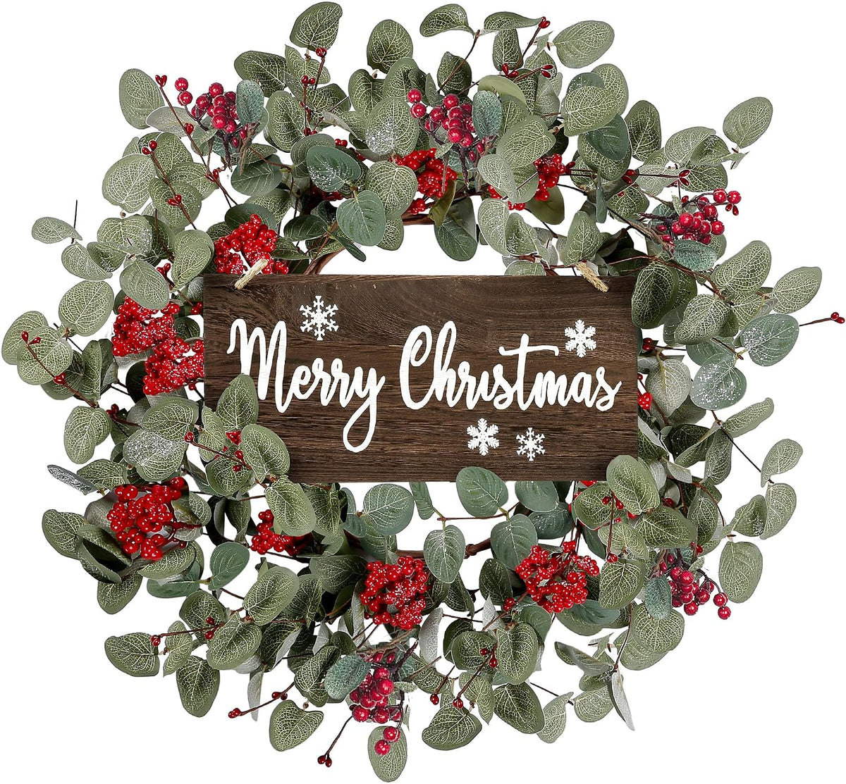 Artificial Fall Wreath 22’’ Autumn Front Door Wreath with Forsythia Flowers Greenery Leaves Orange Berries for Outside Indoor Wall Window Festival Thanksgiving Fall Harvest Autumn Decor
