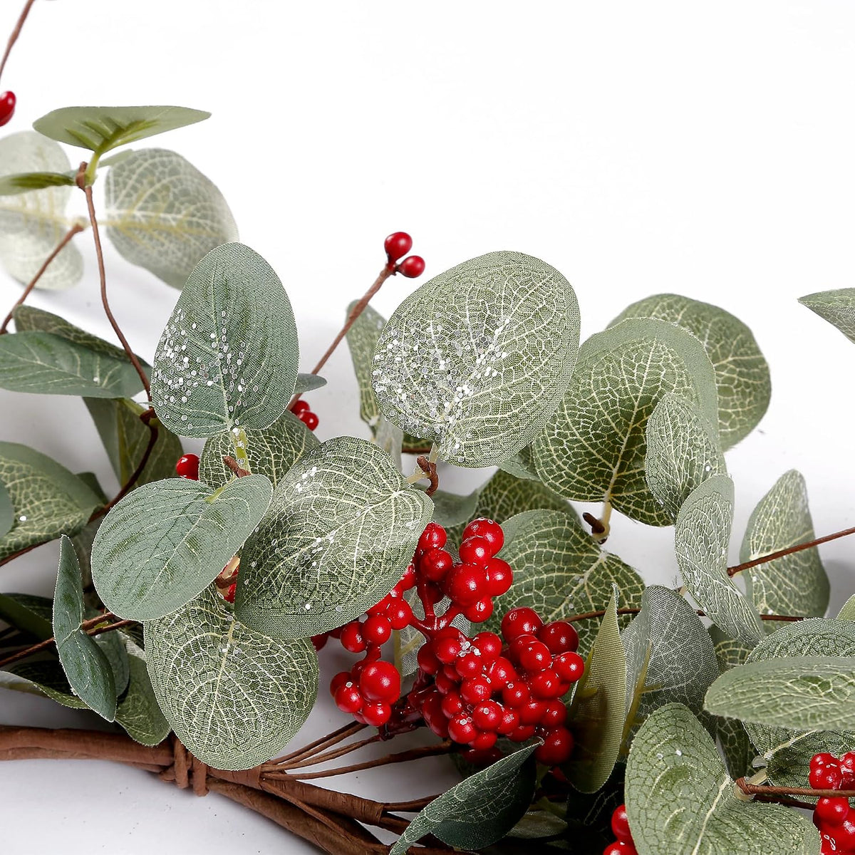 Artificial Fall Wreath 22’’ Autumn Front Door Wreath with Forsythia Flowers Greenery Leaves Orange Berries for Outside Indoor Wall Window Festival Thanksgiving Fall Harvest Autumn Decor