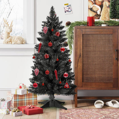 3ft Artificial Christmas Tree, Mini Xmas Pine Tree with 4-Leg Stable Plastic Base, Small Tabletop Christmas Tree for Home Office Holiday Party Indoor Decoration