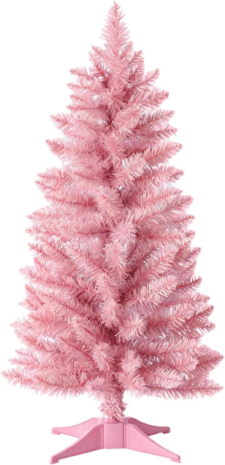 3ft Artificial Christmas Tree, Mini Xmas Pine Tree with 4-Leg Stable Plastic Base, Small Tabletop Christmas Tree for Home Office Holiday Party Indoor Decoration