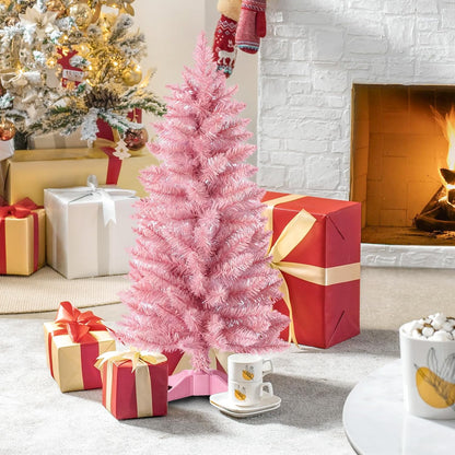 3ft Artificial Christmas Tree, Mini Xmas Pine Tree with 4-Leg Stable Plastic Base, Small Tabletop Christmas Tree for Home Office Holiday Party Indoor Decoration