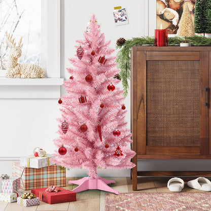 3ft Artificial Christmas Tree, Mini Xmas Pine Tree with 4-Leg Stable Plastic Base, Small Tabletop Christmas Tree for Home Office Holiday Party Indoor Decoration
