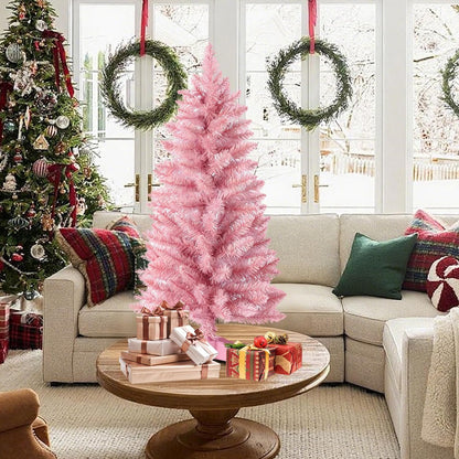 3ft Artificial Christmas Tree, Mini Xmas Pine Tree with 4-Leg Stable Plastic Base, Small Tabletop Christmas Tree for Home Office Holiday Party Indoor Decoration