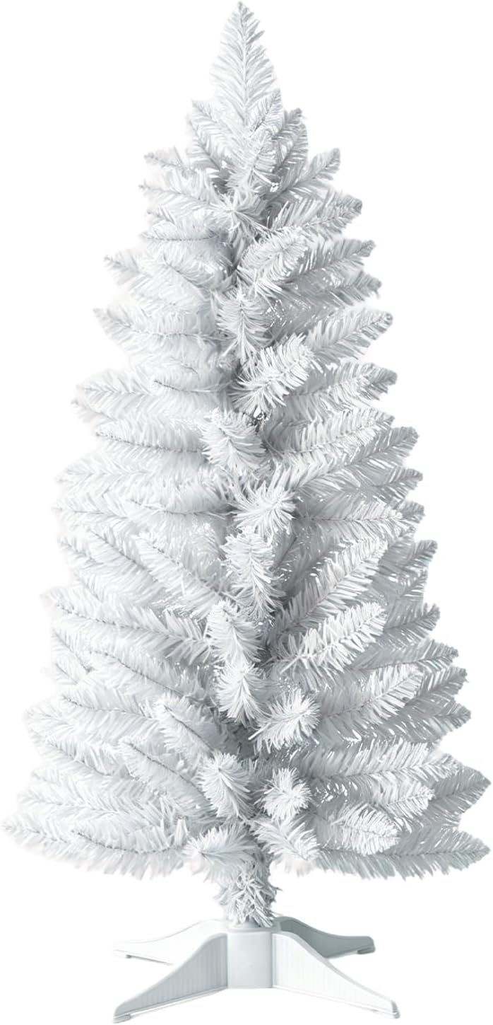 3ft Artificial Christmas Tree, Mini Xmas Pine Tree with 4-Leg Stable Plastic Base, Small Tabletop Christmas Tree for Home Office Holiday Party Indoor Decoration