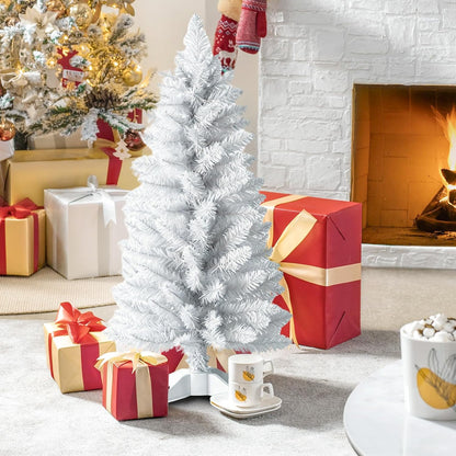 3ft Artificial Christmas Tree, Mini Xmas Pine Tree with 4-Leg Stable Plastic Base, Small Tabletop Christmas Tree for Home Office Holiday Party Indoor Decoration