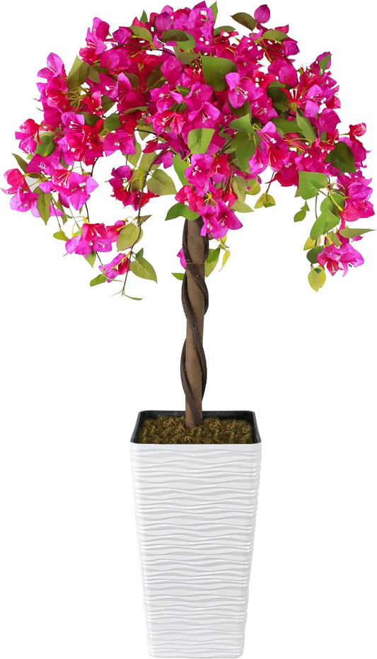 4FT Artificial Bougainvillea Tree Fake Floral Tree with Planter