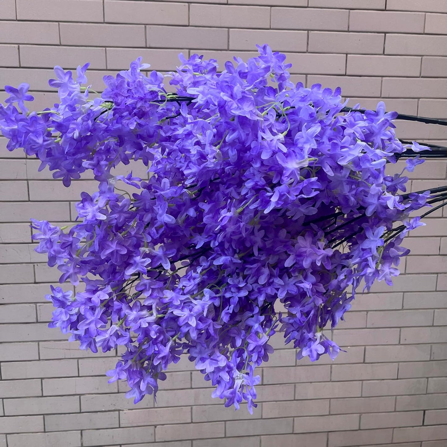 Simulated cross cherry blossoms, lilacs, 5 branches, 32 inches (Purple) | Realistic purple fake flowers, suitable for decorating family wedding arches, floral offices, and centerpiece vases