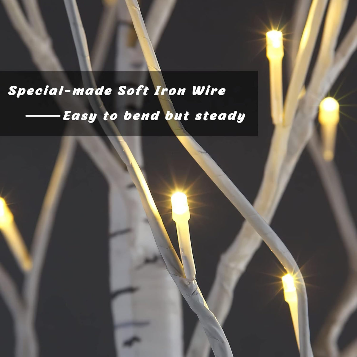 Set of 3 Lighted Birch Tree 4FT 6FT and 8FT LED Artificial Tree for Decoration Inside and Outside, Home Patio Wedding Festival Christmas Decor, Warm White