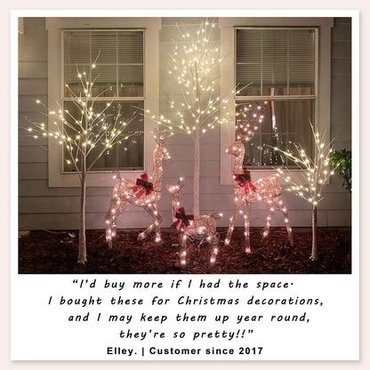 Set of 3 Lighted Birch Tree 4FT 6FT and 8FT LED Artificial Tree for Decoration Inside and Outside, Home Patio Wedding Festival Christmas Decor, Warm White