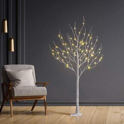 Set of 3 Lighted Birch Tree 4FT 6FT and 8FT LED Artificial Tree for Decoration Inside and Outside, Home Patio Wedding Festival Christmas Decor, Warm White