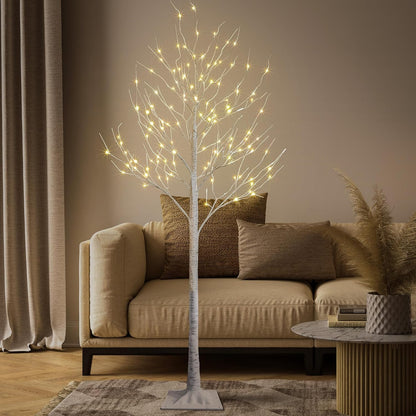 Set of 3 Lighted Birch Tree 4FT 6FT and 8FT LED Artificial Tree for Decoration Inside and Outside, Home Patio Wedding Festival Christmas Decor, Warm White