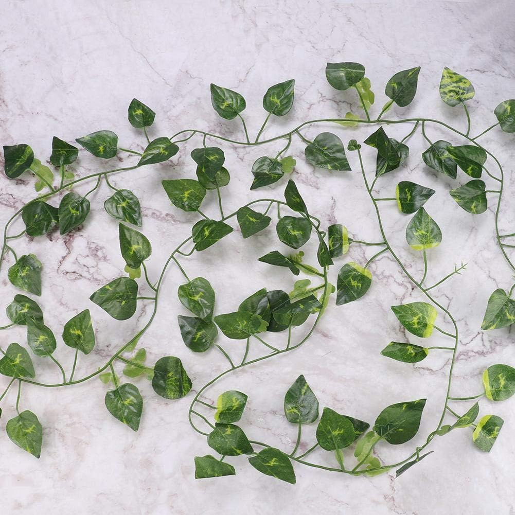 Repta Vines Flexible Bend Long Vines Artificial Fake Leaves Habitat Decor for Lizard Frogs Snakes and More Reptiles(Green Leaf)