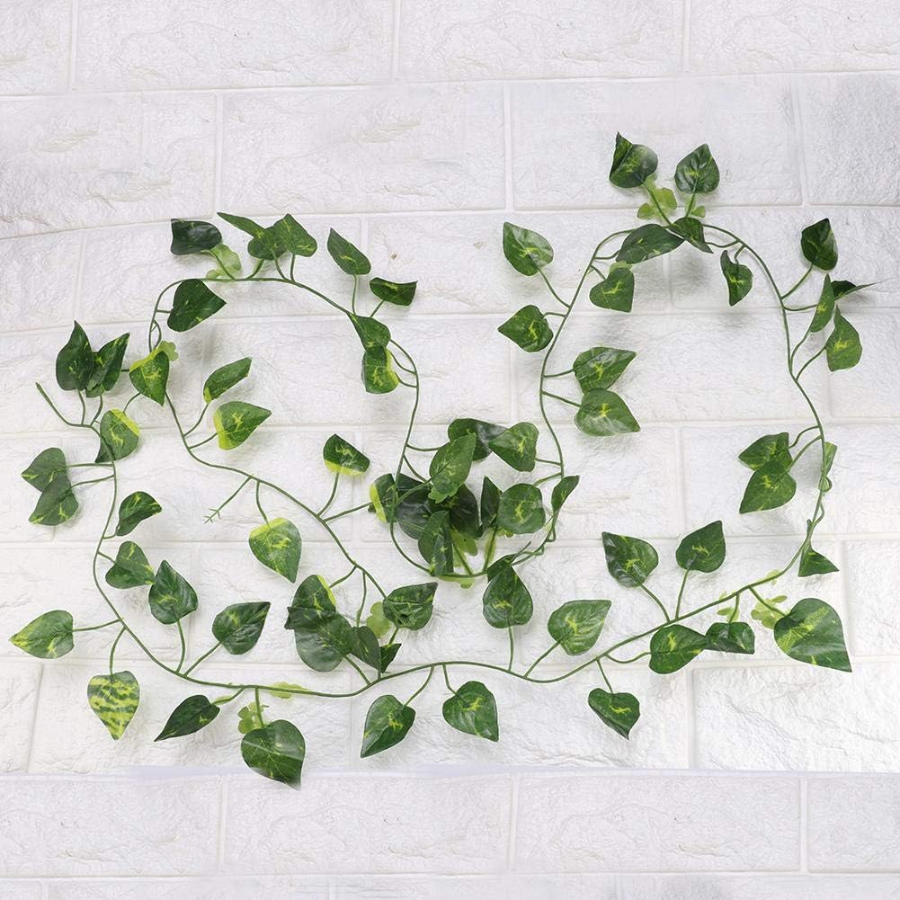 Repta Vines Flexible Bend Long Vines Artificial Fake Leaves Habitat Decor for Lizard Frogs Snakes and More Reptiles(Green Leaf)