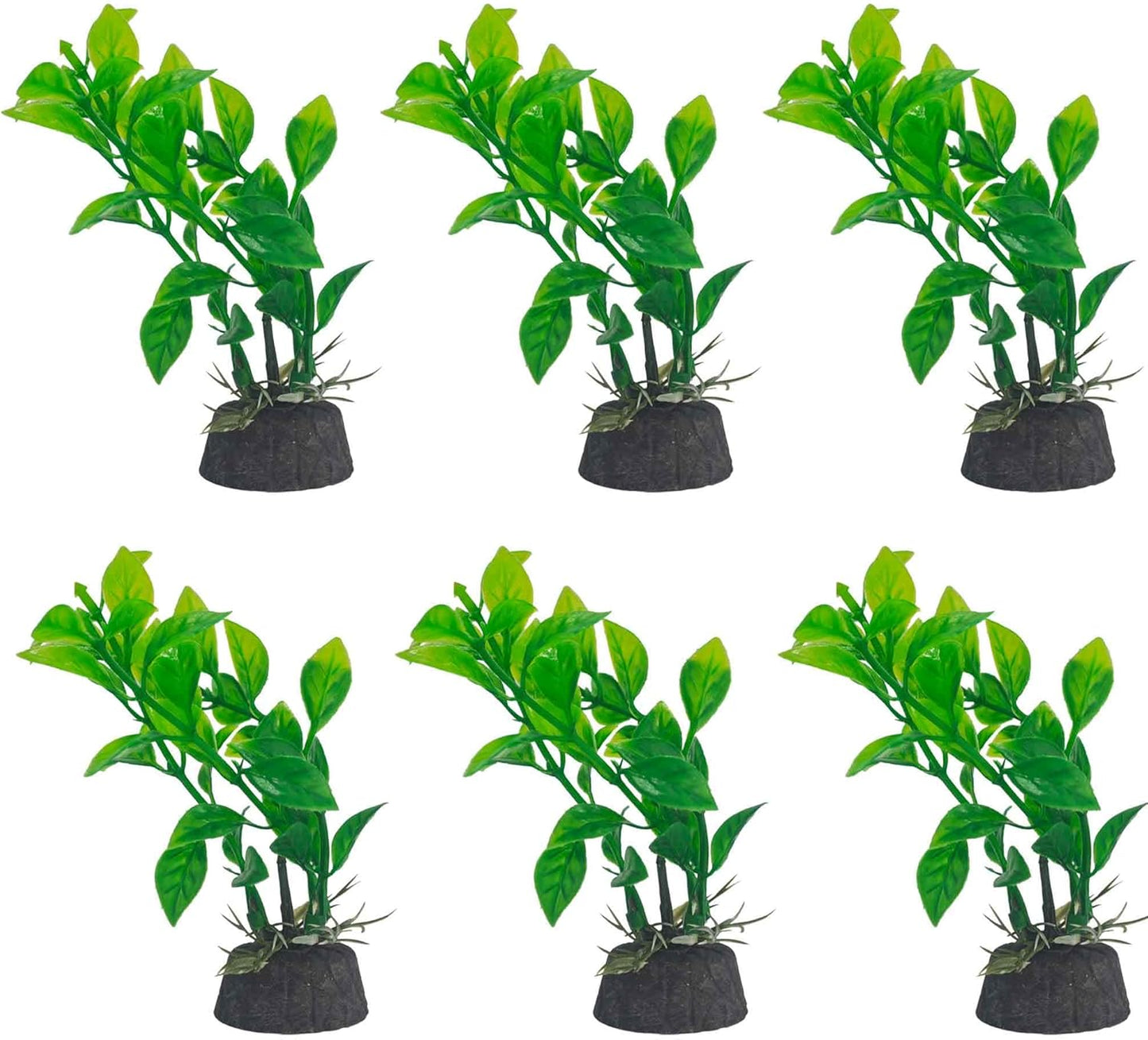 6PCS 4 Inches Tall Green Seaweed Grass Artificial Aquarium Plants, Plastic Fish Tank Decorations for Freshwater and Saltwater Tanks