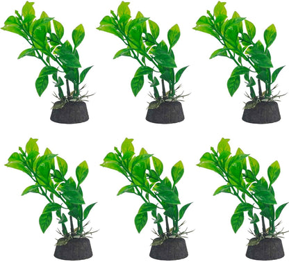 6PCS 4 Inches Tall Green Seaweed Grass Artificial Aquarium Plants, Plastic Fish Tank Decorations for Freshwater and Saltwater Tanks