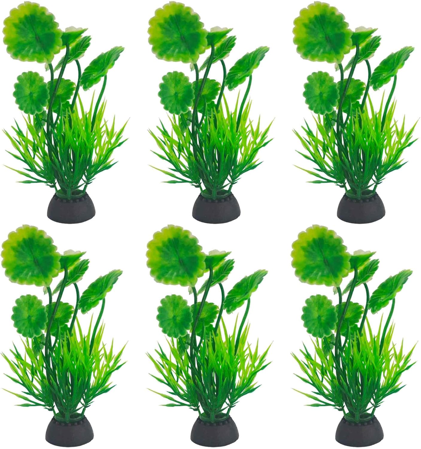 6PCS 4 Inches Tall Green Seaweed Grass Artificial Aquarium Plants, Plastic Fish Tank Decorations for Freshwater and Saltwater Tanks