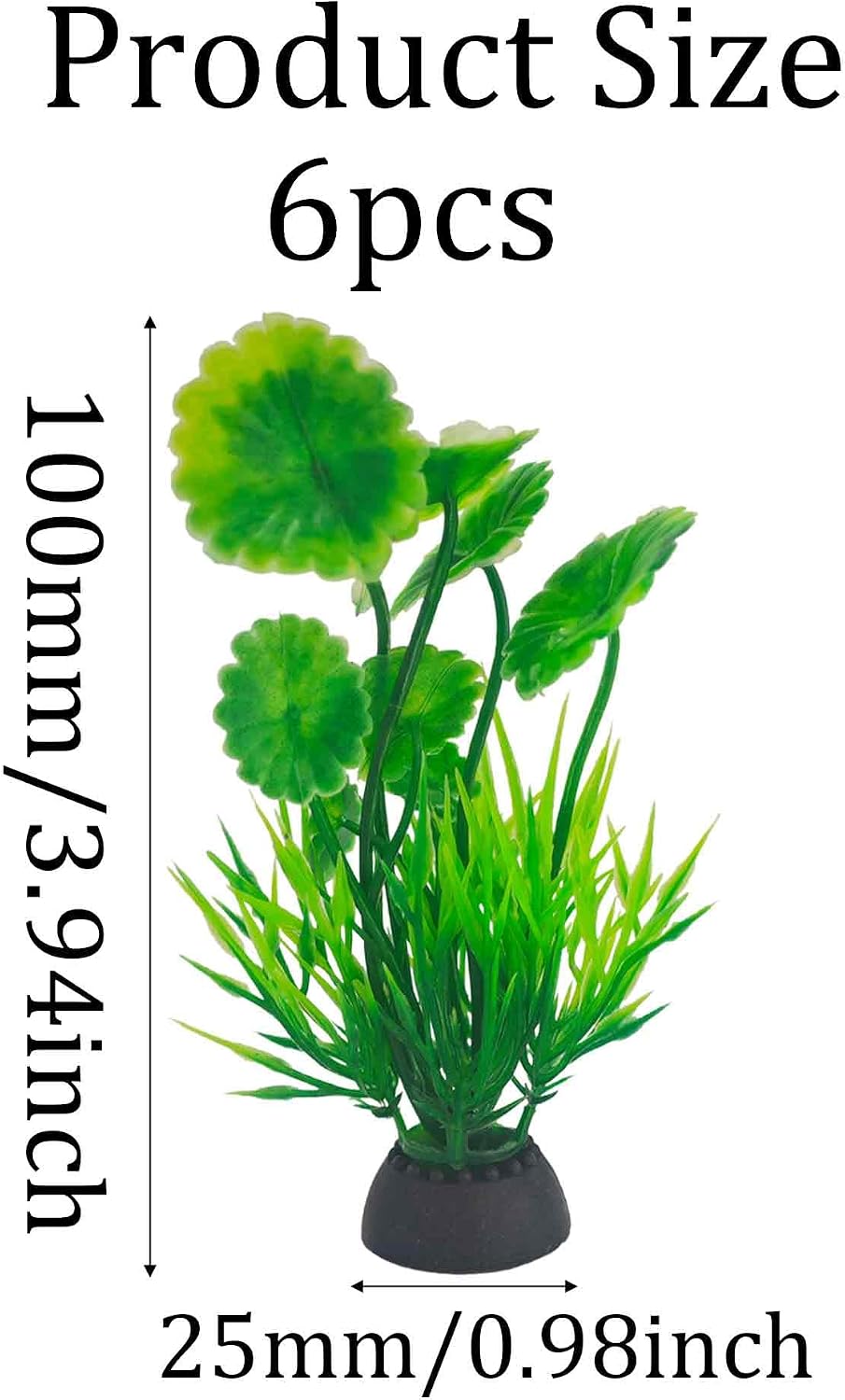 6PCS 4 Inches Tall Green Seaweed Grass Artificial Aquarium Plants, Plastic Fish Tank Decorations for Freshwater and Saltwater Tanks