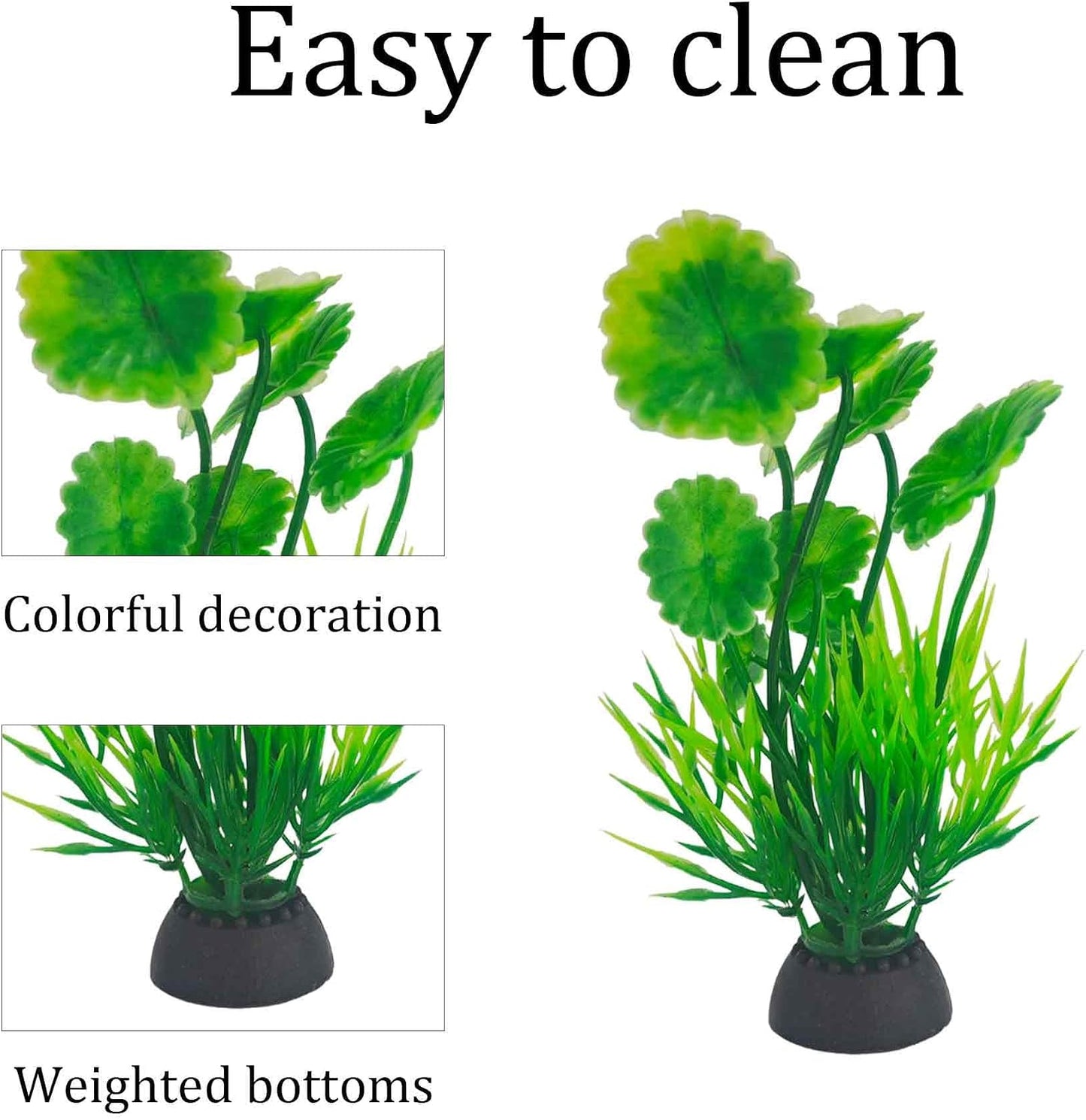 6PCS 4 Inches Tall Green Seaweed Grass Artificial Aquarium Plants, Plastic Fish Tank Decorations for Freshwater and Saltwater Tanks