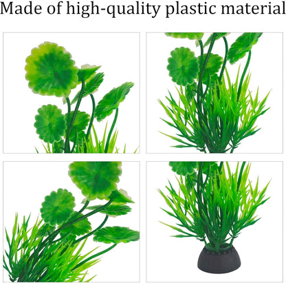 6PCS 4 Inches Tall Green Seaweed Grass Artificial Aquarium Plants, Plastic Fish Tank Decorations for Freshwater and Saltwater Tanks