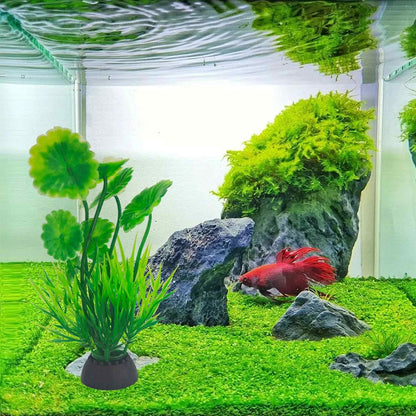6PCS 4 Inches Tall Green Seaweed Grass Artificial Aquarium Plants, Plastic Fish Tank Decorations for Freshwater and Saltwater Tanks