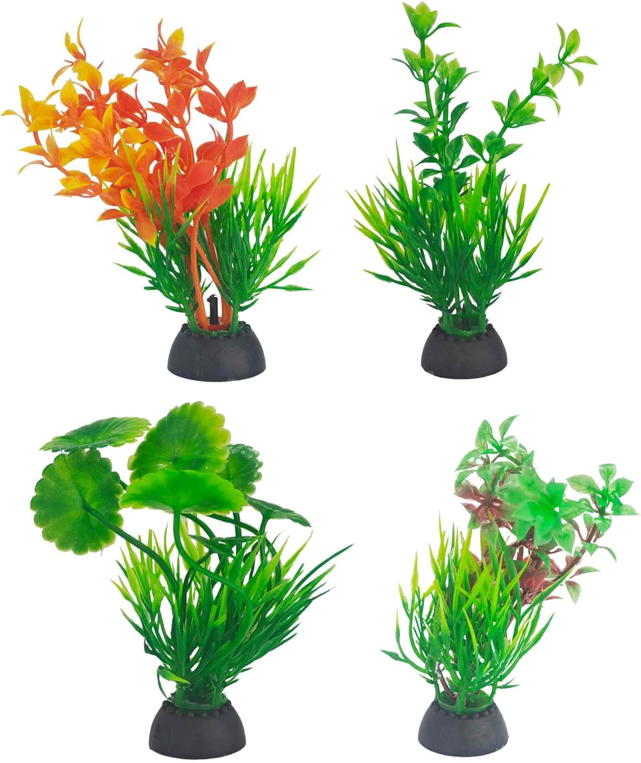 6PCS 4 Inches Tall Green Seaweed Grass Artificial Aquarium Plants, Plastic Fish Tank Decorations for Freshwater and Saltwater Tanks