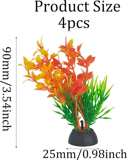 6PCS 4 Inches Tall Green Seaweed Grass Artificial Aquarium Plants, Plastic Fish Tank Decorations for Freshwater and Saltwater Tanks