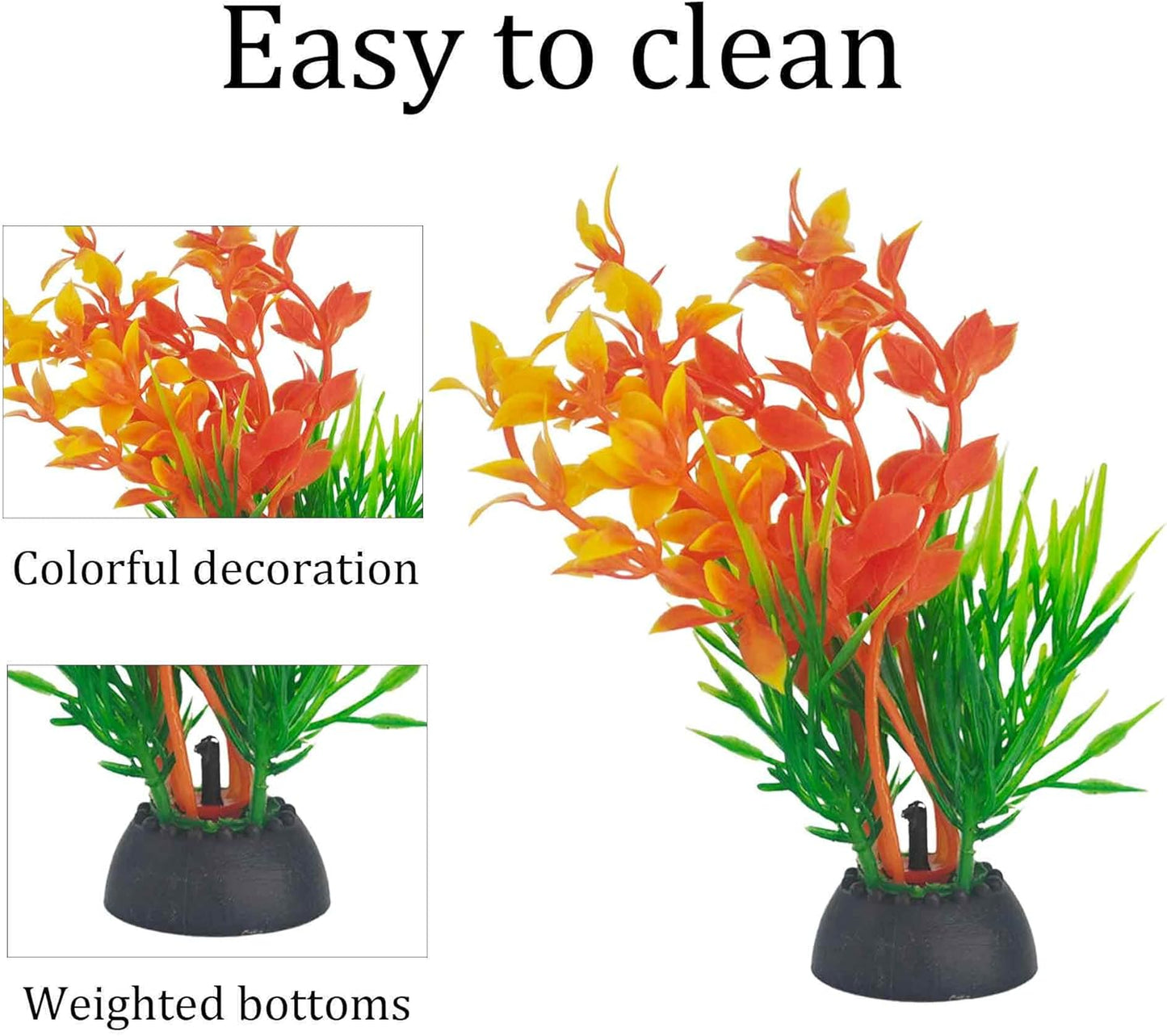 6PCS 4 Inches Tall Green Seaweed Grass Artificial Aquarium Plants, Plastic Fish Tank Decorations for Freshwater and Saltwater Tanks