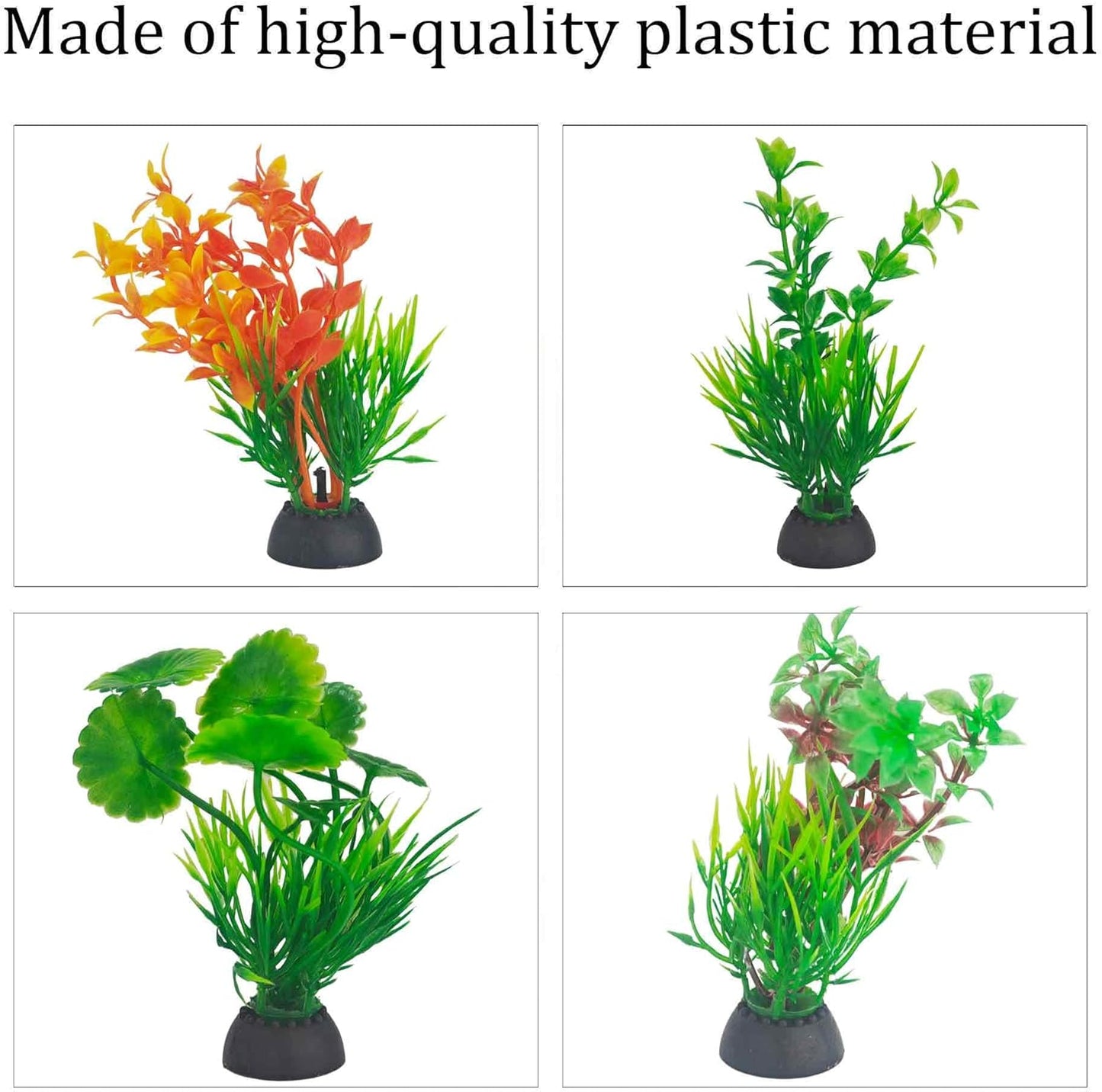 6PCS 4 Inches Tall Green Seaweed Grass Artificial Aquarium Plants, Plastic Fish Tank Decorations for Freshwater and Saltwater Tanks