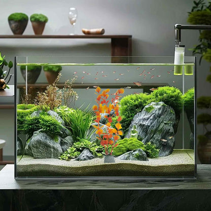 6PCS 4 Inches Tall Green Seaweed Grass Artificial Aquarium Plants, Plastic Fish Tank Decorations for Freshwater and Saltwater Tanks
