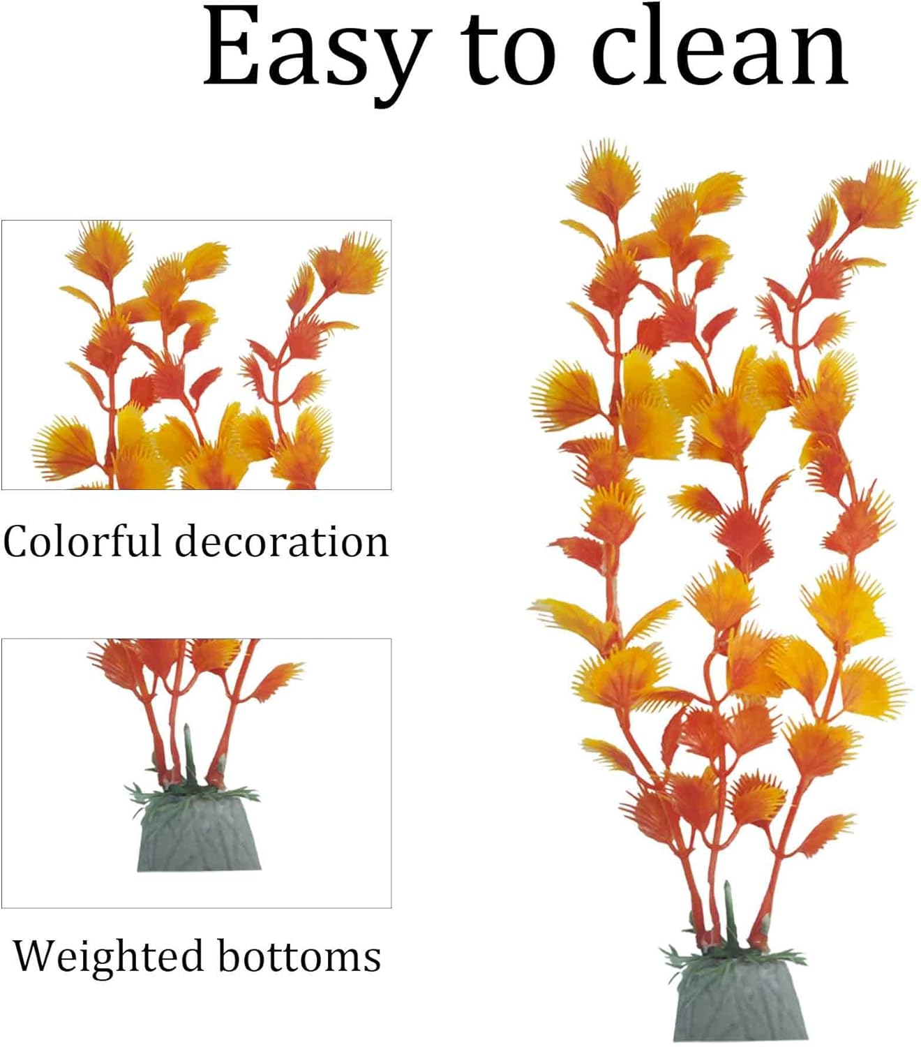 6PCS 4 Inches Tall Green Seaweed Grass Artificial Aquarium Plants, Plastic Fish Tank Decorations for Freshwater and Saltwater Tanks