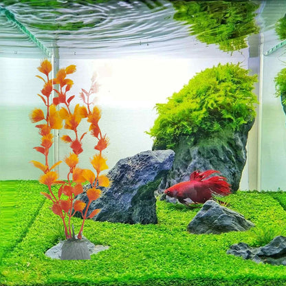 6PCS 4 Inches Tall Green Seaweed Grass Artificial Aquarium Plants, Plastic Fish Tank Decorations for Freshwater and Saltwater Tanks