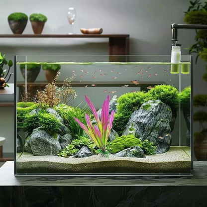 6PCS 4 Inches Tall Green Seaweed Grass Artificial Aquarium Plants, Plastic Fish Tank Decorations for Freshwater and Saltwater Tanks